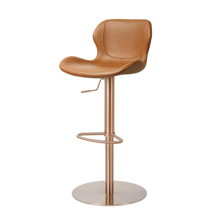 进口头层牛皮吧台椅子真皮升降旋转酒吧椅金属脚可调节高度7688