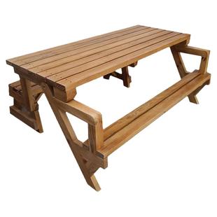 户外院子长椅防水防晒省空间餐桌多功能防水防晒碳化木连体折叠桌