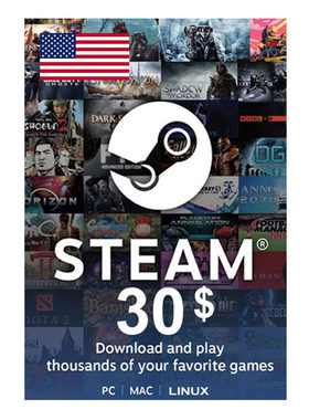 美国SteamWallet預付卡30美元
