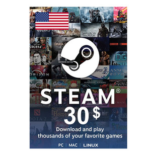 USD30 Steam Wallet Gift Card USA 美国STEAM钱包預付点卡30美元