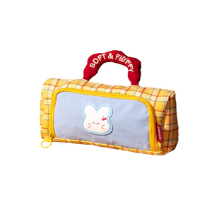 格子手提铅笔袋初中生女孩大容量大开口可立式文具袋简约便携多层分隔小学生文具盒男孩笔盒2026年新款高颜值