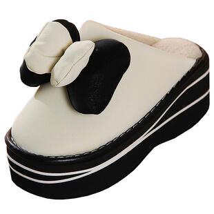 手工棉拖鞋女士冬保暖加厚底增高跟绵拖家居家室内防水防滑泡沫底