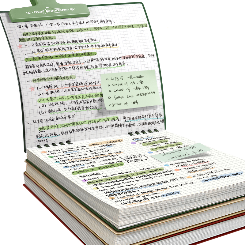 2025新款高颜值笔记本复古方形本网格笔记本本子上翻方格活页本初中高中生可拆卸活页纸错题本考研记事本