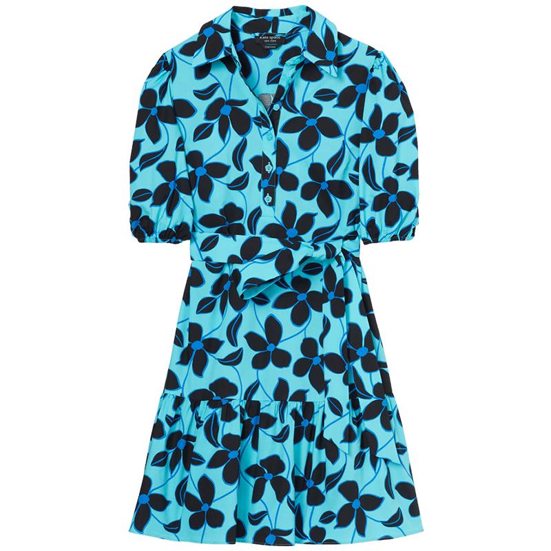 kate spadeks 花卉藤蔓系带碎花连衣裙夏季优雅女时尚