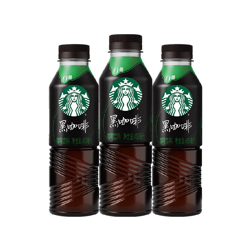 星巴克黑咖啡午后提神450ml*3瓶