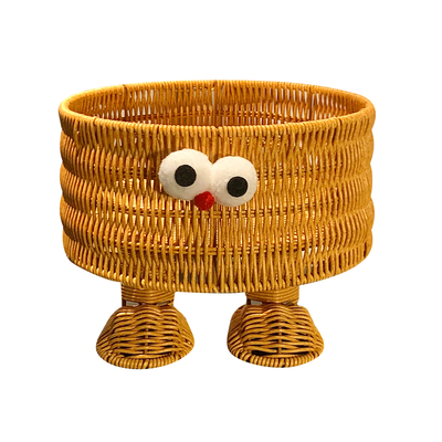 可爱藤编收纳筐桌面收纳盒家用零食玩具杂物整理盒置物架编织篮子