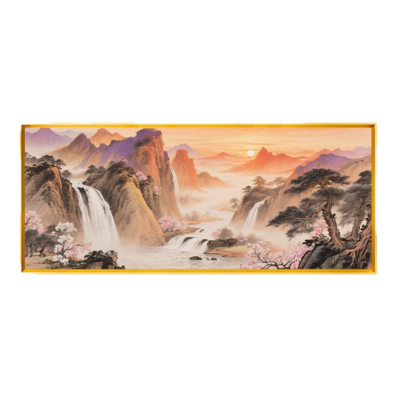 高山流水迎客松2025年新款线绣满绣手工十字绣风景花卉客厅刺绣画