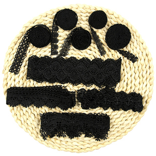 黑色蕾丝花边辅料蕾丝边刺绣裙子衣服装饰布料蕾丝带手工DIY材料