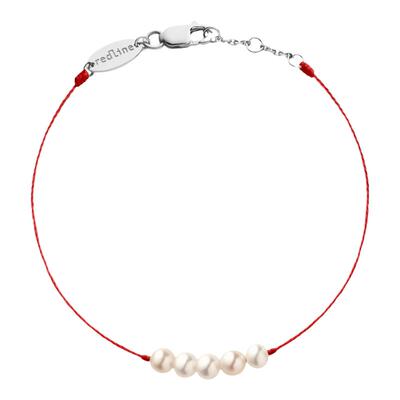 Redline/红绳女士Queen Perles球形海水珍珠白金绳制手链幸运手绳