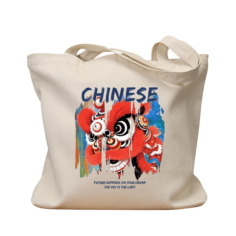 CHINESE可爱狮子复古休闲帆布包