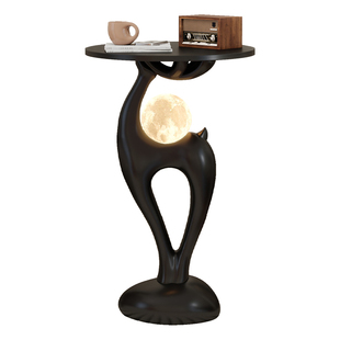 艺术小鹿床头柜带灯代替品中古风高级感黑色侧边柜卧室床边置物架