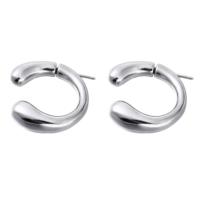 C型气质银色耳环小众冷淡风耳饰