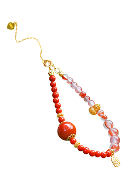 五行补火保山南红玛瑙手串