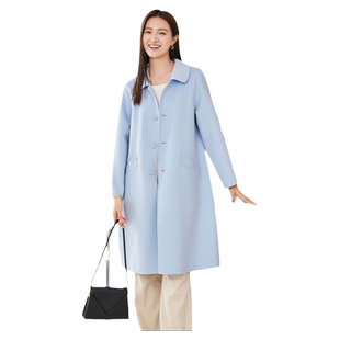 100纯羊毛大衣女2024秋冬新款双面呢大衣女中长款娃娃领宽松显瘦