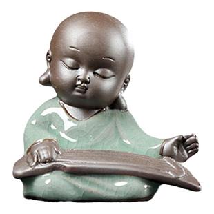 可爱茶宠弥勒佛茶台摆件紫砂禅意琴棋书画小和尚精品茶具可养茶玩