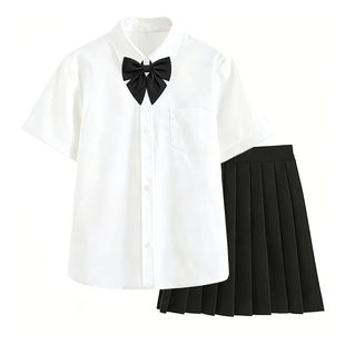 夏季毕业班服女校服jk制服裙套装衬衫短袖学院风白衬衣学生两件套