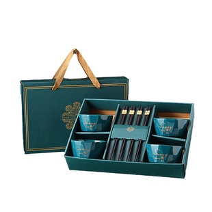 礼品碗筷套装家用陶瓷碗餐具套碗碗碟套装青花瓷碗套装实用伴手礼