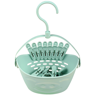 晒衣夹塑料夹子内衣裤袜子晾衣夹20个装带收纳篮被子固定晾晒夹