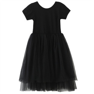 女童礼服裙夏季洋气欧美童装黑色晚装宴会网纱连衣裙女宝宝公主裙