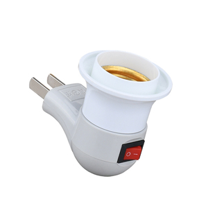 家用E27螺口灯座二脚直插带开关带插头卧室床头插座小夜灯泡灯头