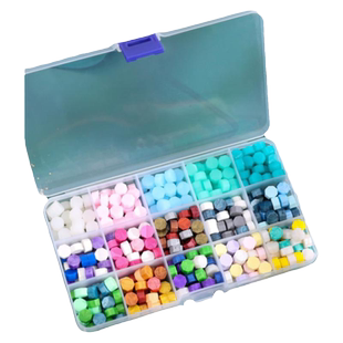 火漆蜡粒套装全套24色15色10色批发便宜格子透明盒装复古混合色粉色珠光金粉火漆印章套装信封封口火漆印蜡封