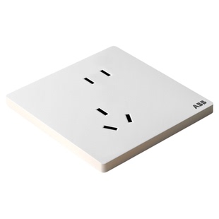ABB官方旗舰店德典哑光奶油风正五孔插座面板斜五孔白灰金色新品