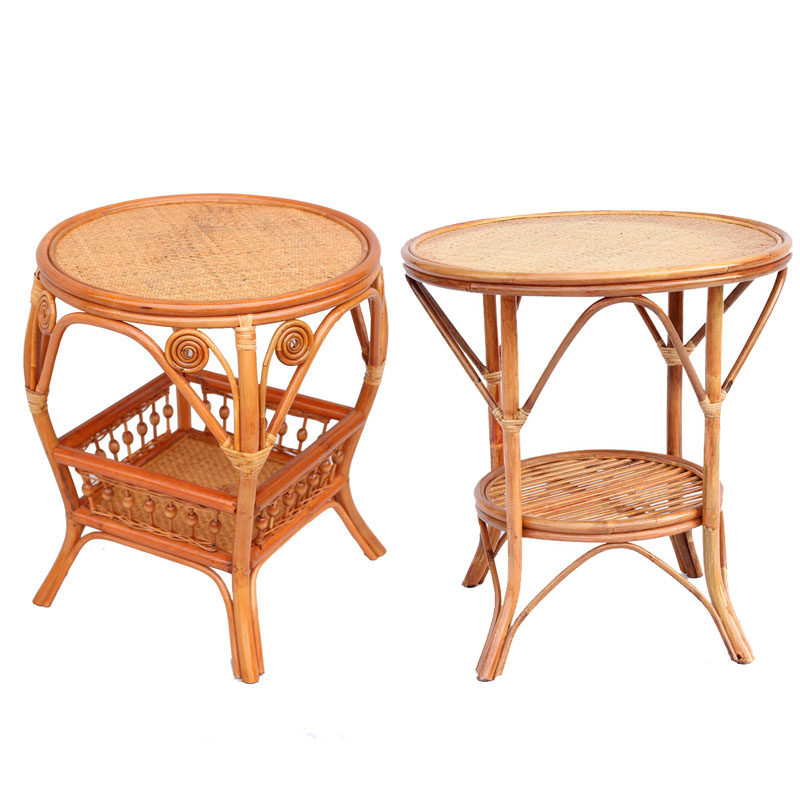 直径50cm 60cm小桌子圆形茶几天然植物藤现代简约家用藤编手工艺
