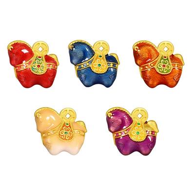 周大生福韵国宝黄金腕美唐马转运珠女珐琅硬金锦绣前程生肖马手链