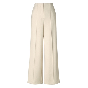 歌莉娅裤子女秋冬2025新款高知穿搭弹力腰针织直筒长裤1ENC1D010