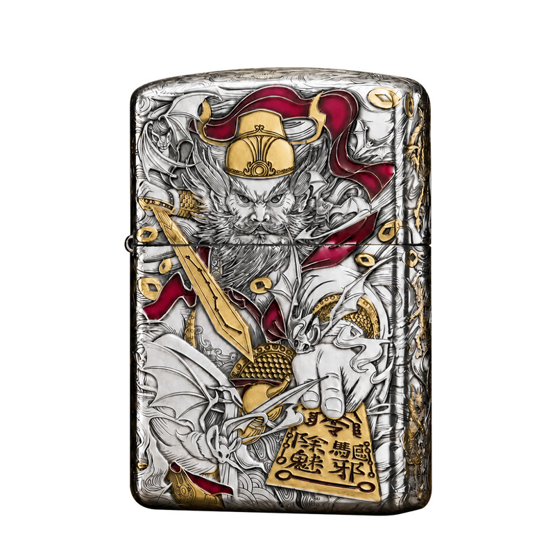 Zippo镀银天师钟馗盔甲男士送礼