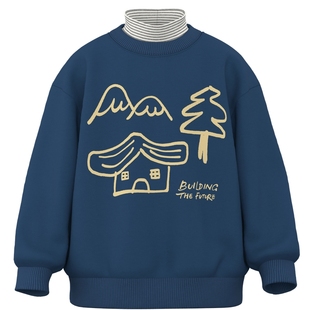 【粒粒绒】papa爬爬冬季儿童卫衣男女童加绒加厚保暖马年洋气上衣