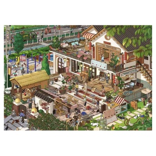 春深小院的黄昏造景贴纸墨予文创4.0檐下故事系列墨屿微缩场景特油亮膜3D立体小屋解压拼贴画diy玩具女孩