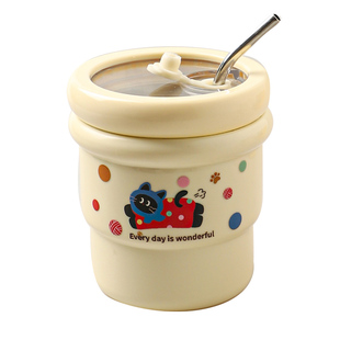 舍里 304不锈钢咖啡杯高颜值可爱保温杯子便携随行水杯外带吸管杯