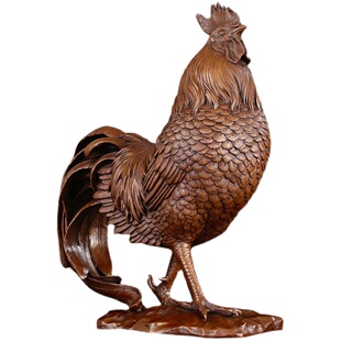 匠泽铜魂 雄鸡摆件紫铜公鸡摆设工艺品铜公鸡摆件 纯铜大公鸡报晓