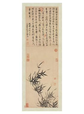 明 文徵明 听竹图轴古代书画植物国画真迹高清宣纸微喷临摹装饰画