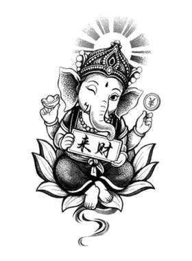 再变草本纹身贴招财象神