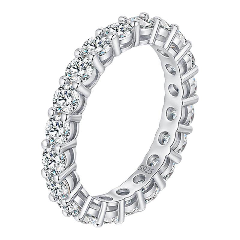 MODIAN摩典VVS1净度莫桑钻S925纯银轻奢满钻戒指女ins风排钻指环