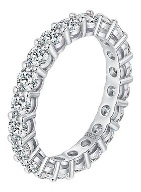 摩典莫桑钻S925纯银轻奢满钻戒指