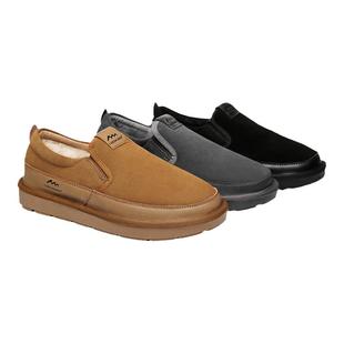 澳洲EVERAU防滑豆豆鞋男鞋一脚蹬乐福鞋加厚牛皮鞋面纯羊毛EA5042