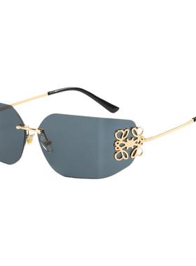 防晒无框弯曲镜片欧美太阳镜女士