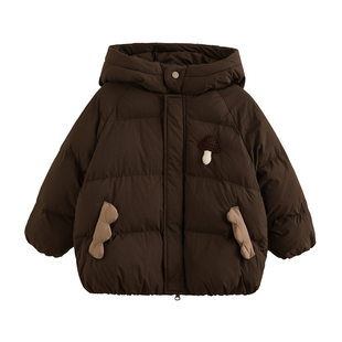 砚台家女童连帽棉服外套冬装新款儿童童装洋气加厚保暖短款面包服