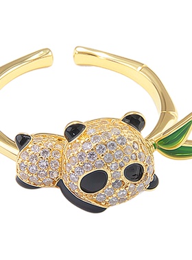 精致新品满锆可爱小熊猫竹子