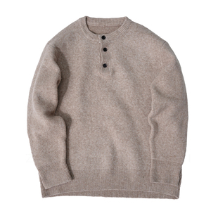 占大帅 秋冬季高级感痞帅重磅亨利领毛衣男宽松内搭保暖针织衫潮