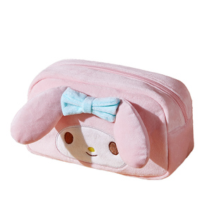 三丽鸥大容量毛绒笔袋女生2025新款中小学生文具袋高颜值美乐蒂可爱简约卡通文具收纳袋男生植绒立体收纳包