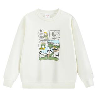 安踏儿童男童卫衣针织套头衫2025冬季新款舒适保暖中大童加绒上衣