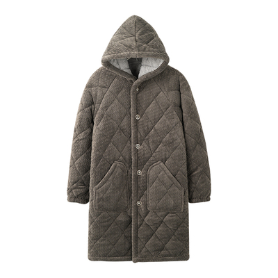 男士冬季珊瑚绒夹棉睡袍