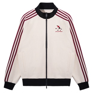 UMAMIISM有茂密声秋冬季棕色华夫格保暖立领拉链复古运动夹克外套