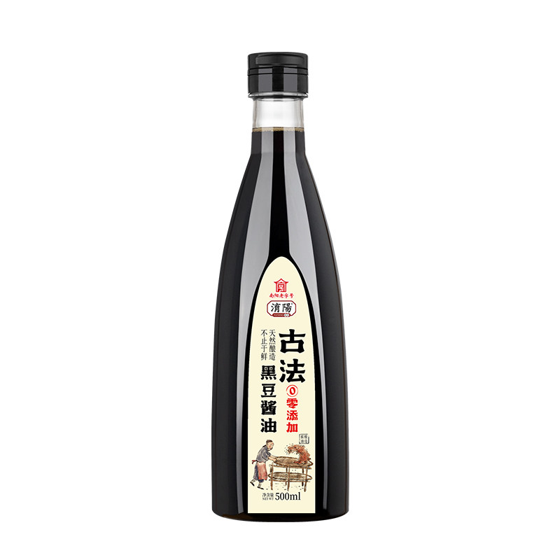 淯阳零添加古法黑豆酱油500ml特级手工酿造无碘盐宝宝薄盐生抽