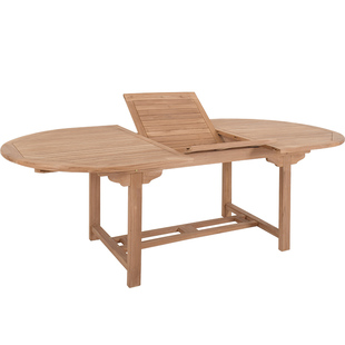 原装进口户外伸缩实木餐桌酒店民宿庭院柚木椭圆家用折叠桌椅组合