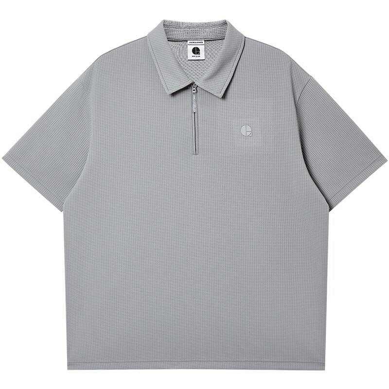 杰克琼斯男装夏季polo衫上衣简约休闲潮尖领领型华夫格肌理面料